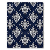 Elegant Navy Fleur-de-Lis Damask Area Rug