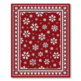 Festive Red Snowflake Area Rug with Floral Borders