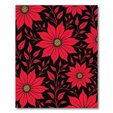 Red Bold Red Floral Area Rug on Black