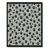 Black and White Playful Black Paw Print Area Rug
