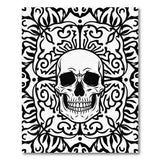 Ornate Skull Mandala Black White Area Rug