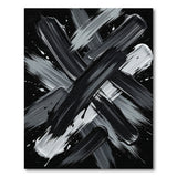 Bold Black White Brush Stroke Abstract Rug