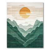 Golden Sun Over Layered Green Mountains Rug