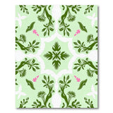 Mint Green Floral Vine Silhouette Area Rug