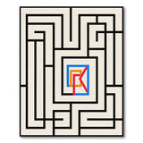 Geometric Maze Labyrinth Area Rug with Vibrant Core