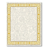 ODIKA Washable Traditional Area Rug with Gold Ornamental Border - Low Pile, Non-Slip & Pet Friendly