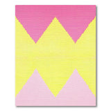 Vibrant Pink Yellow Geometric Triangle Area Rug