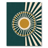 Geometric Modern Teal Sunburst Geometric Area Rug