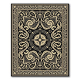 Ornate Gold on Black Persian Border Rug