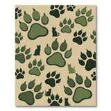 Playful Green Cat Paw Print Area Rug