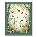 Enchanted Forest Butterflies Mushrooms Area Rug