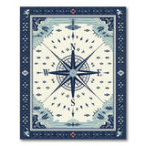 Nautical Compass Rose Blue Teal Area Rug