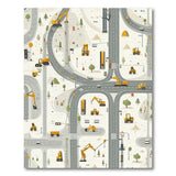 ODIKA Washable Construction Site Kids Play Rug, Low Pile Non-Slip Nursery Area Rug