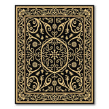 Gold and Silver Ornate Gold Filigree Black Area Rug