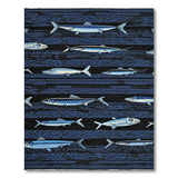 Navy Mackerel Fish Coastal Area Rug