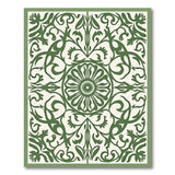 Ornate Green Floral Medallion Green Area Rug