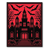 Gothic Haunted Castle Bats Red Area Rug