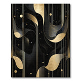 Black Gold Foil Wave Geometric Area Rug