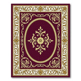 ODIKA Washable Traditional Baroque Burgundy & Gold Low Pile Area Rug