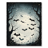 Halloween Bats Full Moon Haunted Forest Area Rug
