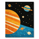 Space Planets Stars Kids Cartoon Area Rug