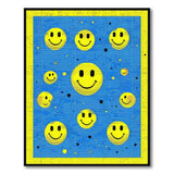 Playful Yellow Smiley Faces Blue Area Rug