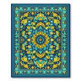 Teal Gold Mandala Persian Area Rug