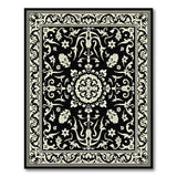 Ornate Traditional Persian Ornate Black White Persian Floral Area Rug