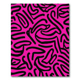 ODIKA Modern Pink & Black Abstract Doodle Washable Area Rug - Low Pile & Non-Slip