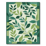 Framed Green Leaves Area Rug