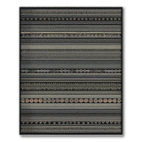 Black White Heritage Tribal Striped Kilim Rug