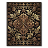 Ornate Gold Filigree Floral Black Area Rug