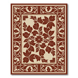 Ornate Red Floral Cream Area Rug