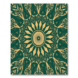 Emerald Green Mandala Area Rug with Gold Accents
