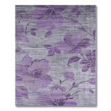 Purple Floral Grey Textured Area Rug