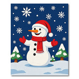Blue and Teal Festive Cartoon Snowman Area Rug