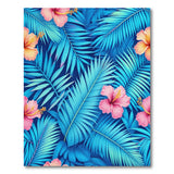 ODIKA Tropical Palm Leaf & Hibiscus Washable Rug - Low Pile Non-Slip Area Rug