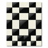 Glossy Black White Checkered Area Rug