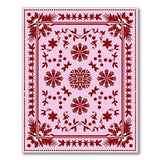 Pink Floral Vintage Area Rug with Red Motifs