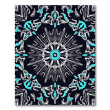 Teal Mandala Starburst Black Area Rug