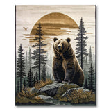 Majestic Grizzly Bear Sunset Forest Rug