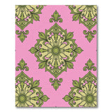 Vibrant Pink Lime Green Floral Damask Rug