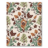 Cream Green Floral Leaf Vintage Area Rug