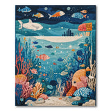 Whimsical Underwater Fish Shark Kids Area Rug
