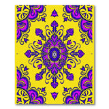 Vibrant Purple Mandala Area Rug on Sunny Yellow