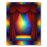 Rainbow Burst Red Curtain Area Rug