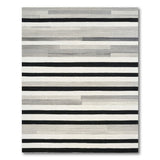 Black and White Modern Black White Striped Geometric Rug