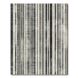 Distressed Black White Vertical Stripe Rug