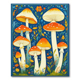 Whimsical Orange Mushroom Floral Area Rug