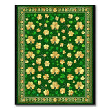 Golden Shamrock Emerald Green Floral Vintage Area Rug
